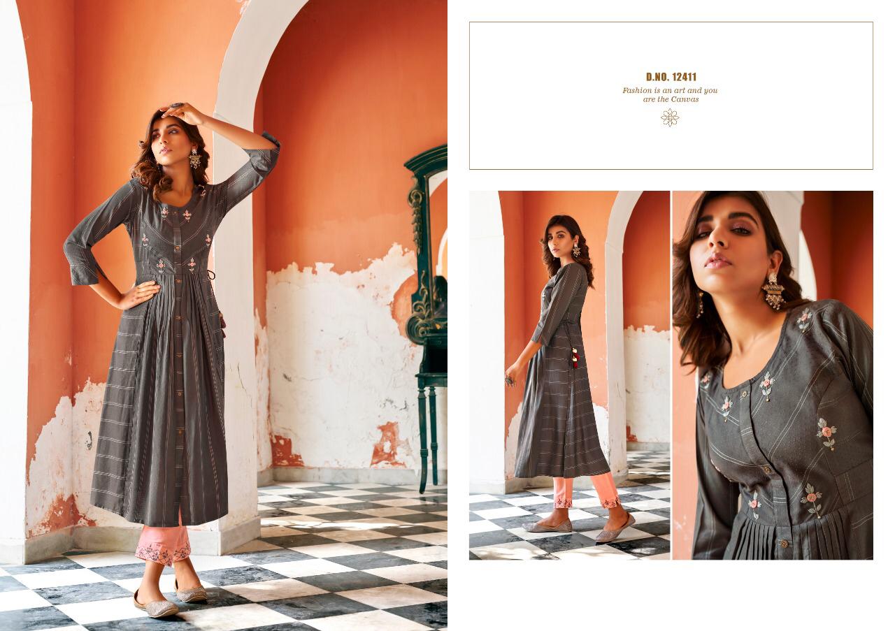 Klaroop Tissot Latest Fancy Festive Wear Fancy Reyon With khatli Work Nd Mok Work Kurtis With Bottom Collection 
